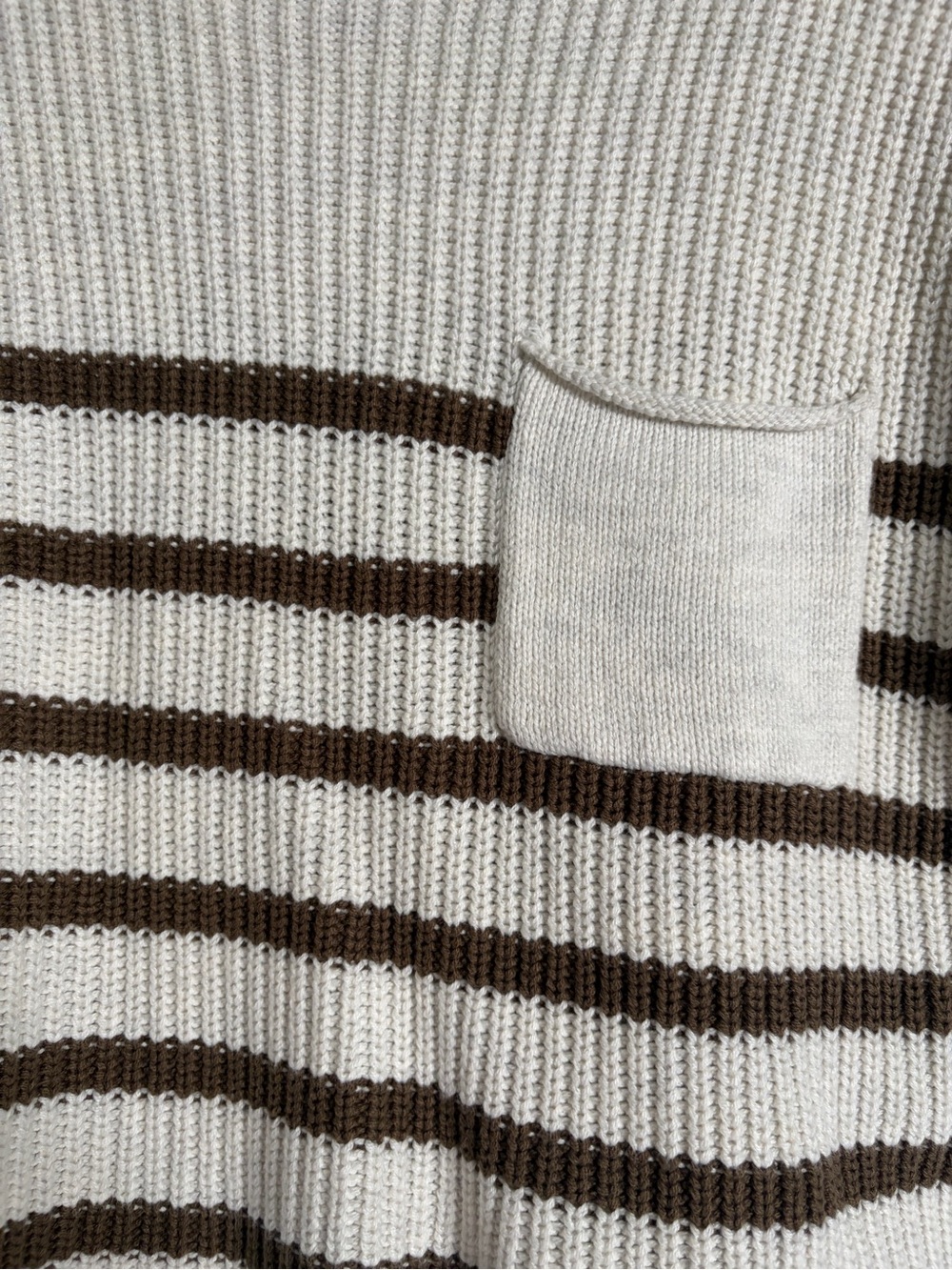 Roolee Cream and Brown Striped Knit Top with Pocket - Picture 11 of 15